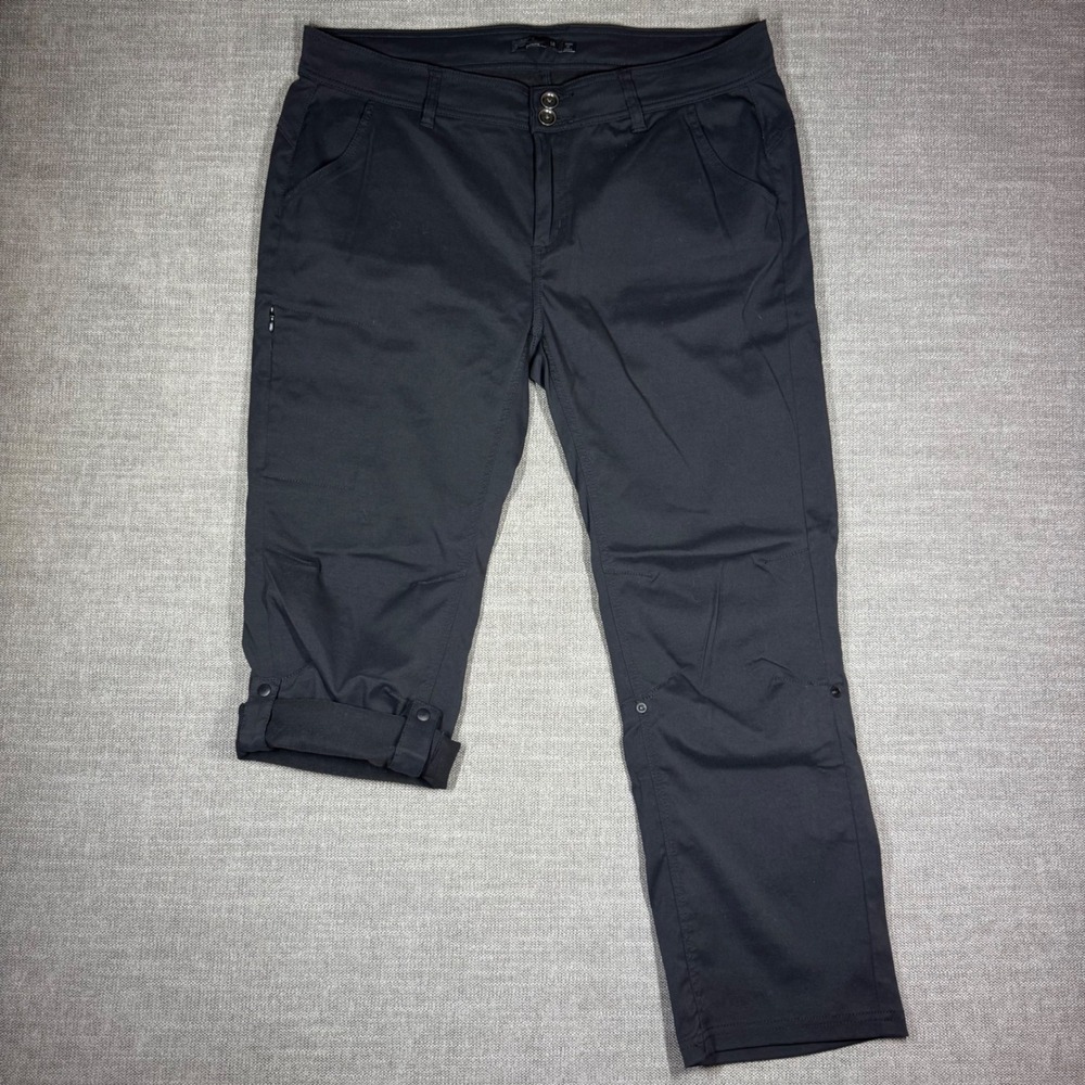 PrAna Halle Hiking Pants Black Roll Up Convertible Stretch Women Size 16 Outdoor